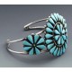 Zuni Sterling Silver Cluster Cuff Bracelet with Turquoise