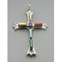 Native American Cross Pendant with Gemstones