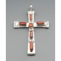 Native American Cross Pendant with Coral