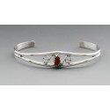 Sterling Silver Cuff Bracelet with Coral