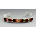 Native American Sterling Silver Cuff Bracelet with Beads