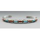 Native American Sterling Silver Cuff Bracelet with Turquoise and Coral