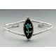Native American Sterling Silver Cuff Bracelet with Onyx and Turquoise