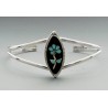 Native American Sterling Silver Cuff Bracelet with Onyx and Turquoise