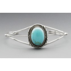 Southwestern Sterling Silver Cuff Bracelet with Turquoise