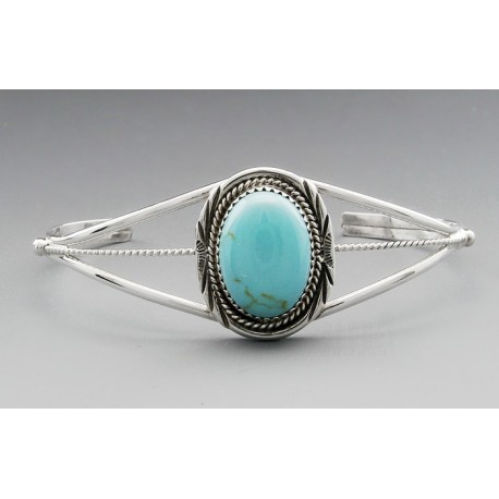 Southwestern Sterling Silver Cuff Bracelet with Turquoise