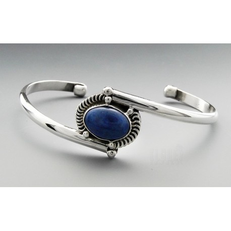 Native American Sterling Silver Cuff Bracelet with Lapis