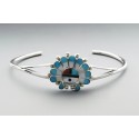 Native American Sterling Silver Cuff Bracelet with Gemstones