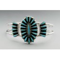 Zuni Sterling Silver Cuff Bracelet with Turquoise 