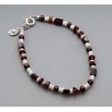 Southwestern Sterling Silver Garnet and Pearl Bracelet