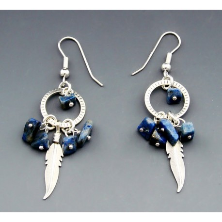 Southwestern Sterling Silver and Lapis Earrings