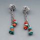 Southwestern Sterling Silver with Turquoise and Coral Earrings