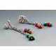 Southwestern Sterling Silver with Turquoise and Coral Earrings