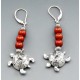 Southwestern Sterling Silver Turtle Earrings with Coral