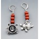 Southwestern Sterling Silver Turtle Earrings with Coral