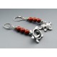 Southwestern Sterling Silver Turtle Earrings with Coral