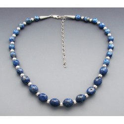 Sterling Silver Lapis Graduated Nugget Necklace