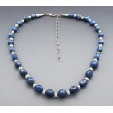 Sterling Silver Lapis Graduated Nugget Necklace