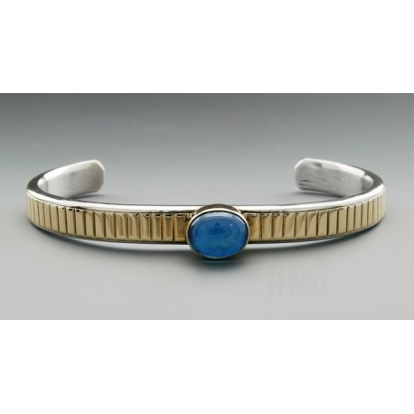 Southwestern Sterling Silver and 14K Gold Cuff Bracelet