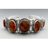 Sterling Silver Cuff Bracelet with Amber 