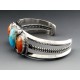 Sterling Silver Cuff Bracelet with Coral and Turquoise 