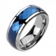 Tungsten Band Ring with Blue IP Spinner 
