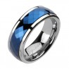 Tungsten Band Ring with Blue IP Spinner 