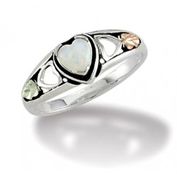 Black Hills Sterling and 12K Gold Heart Ring with Opal