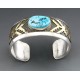 Native American Sterling Silver Cuff Bracelet with Turquoise