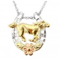 Black Hill Gold Sterling Silver Horseshoe and Horse Pendant Necklace 