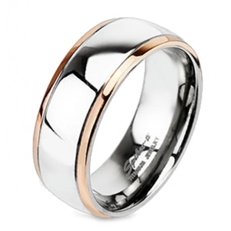 Titanium Band Ring with Rose Gold Edge