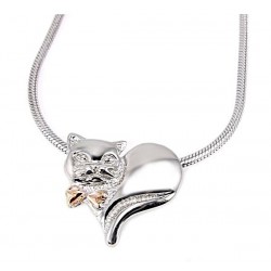 Black Hills Sterling & 12K Gold Cat Pendant w Necklace