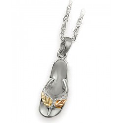 Black Hill Gold on Sterling Silver Flip Flop Pendant with Necklace