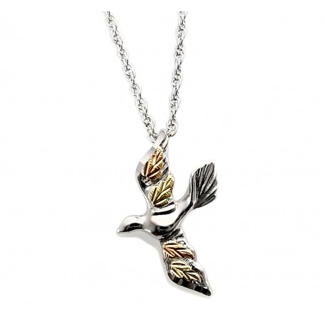 Black Hill Gold on Sterling Silver Dove Pendant with Necklace