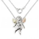 Black Hills Gold on Sterling Silver Angel Pendant with Necklace 