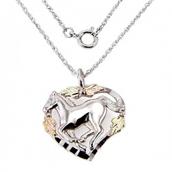 Black Hills Sterling and 12K Gold Horse Pendant with Necklace
