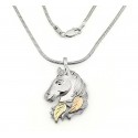 Black Hills Sterling and 12K Gold Horse Head Pendant with Chain 