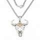 Black Hills Sterling and 12K Gold Buffalo Skull Pendant with Chain 
