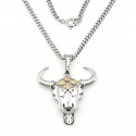 Black Hills Gold on Sterling Silver Buffalo Skull Pendant with Necklace 