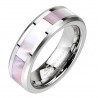 Tungsten Pink Mother of Pearl Inlay Band Ring