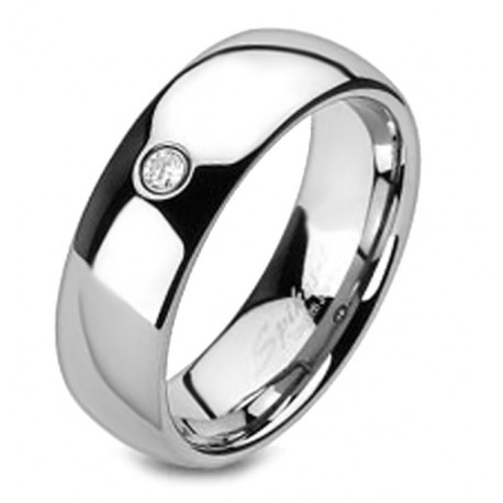 Tungsten Band Ring with CZ 