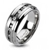 Titanium Band Ring with Black and Clear CZ Inlay