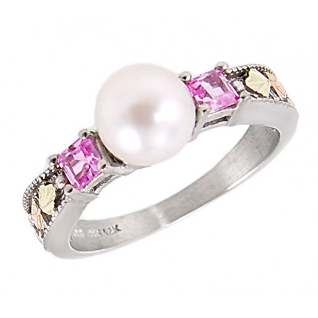 Black Hills Sterling & 12K Gold Ring with Pearl