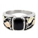 Black Hills Sterling Silver and 12K Gold Ring with Onyx