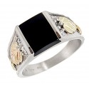 Black Hills Sterling Silver and 12K Gold Ring with Onyx