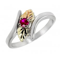 Black Hills Gold Ring Sterling and 12K Gold Ring with Ruby