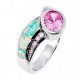 Sterling Silver Ring with Opal Inlay and CZ