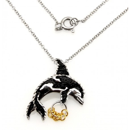 Black Hills Wish Rings Sterling Silver Killer Whale Pendant