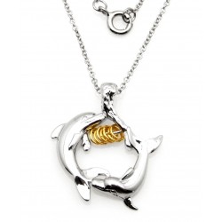 Black Hills Wish Rings Sterling Silver Dolphins Pendant
