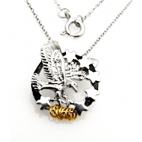 Black Hills Wish Rings Sterling Silver Eagle and Stars Pendant